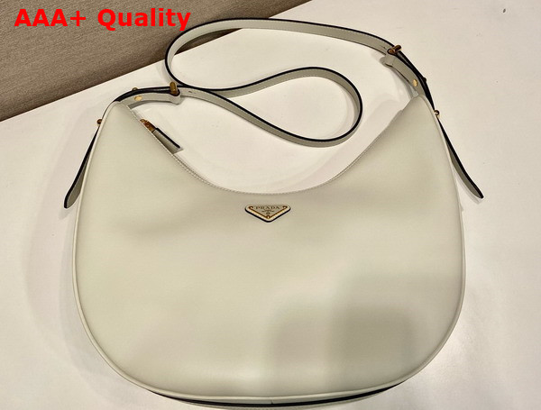 Prada Arque Large Leather Shoulder Bag in White 1BC218 Replica