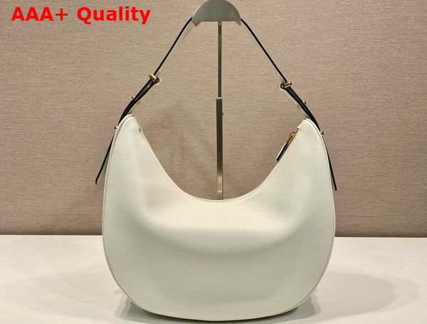 Prada Arque Large Leather Shoulder Bag in White 1BC218 Replica