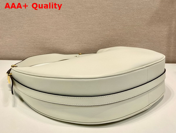 Prada Arque Large Leather Shoulder Bag in White 1BC218 Replica