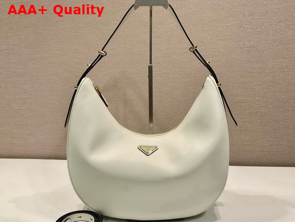 Prada Arque Large Leather Shoulder Bag in White 1BC218 Replica
