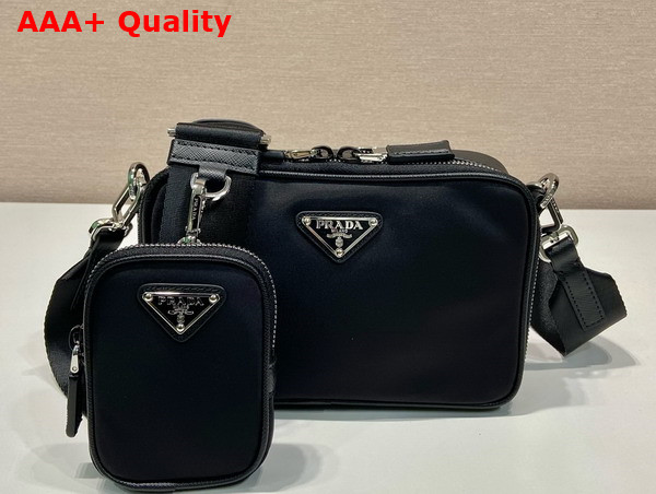 Prada Brique Re Nylon and Saffiano Leather Bag in Black 2VH070 Replica