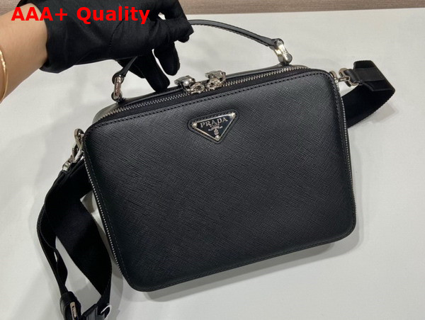 Prada Brique Saffiano Leather Bag in Black 2VH069 Replica