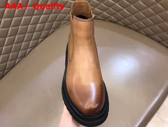 Prada Brushed Calf Leather Chelsea Boots in Brown for Men Replica