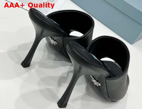 Prada Brushed Leather High Heel Slides in Black 1XX638 Replica