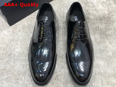 Prada Brushed Leather Lace Up Shoes in Black Perforated Leather Replica