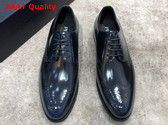 Prada Brushed Leather Lace Up Shoes in Blue Perforated Leather Replica