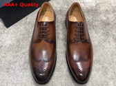 Prada Brushed Leather Lace Up Shoes in Brown Perforated Leather Replica