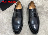 Prada Brushed Leather Lace Up Shoes in Grey Perforated Leather Replica