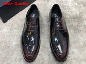 Prada Brushed Leather Lace Up Shoes in Wine Perforated Leather Replica