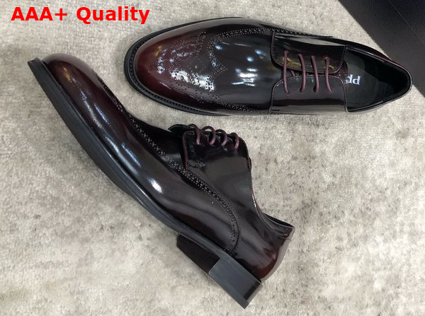 Prada Brushed Leather Lace Up Shoes in Wine Perforated Leather Replica