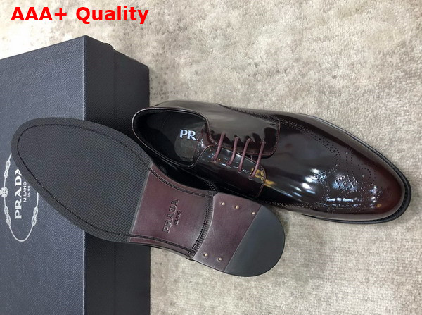Prada Brushed Leather Lace Up Shoes in Wine Perforated Leather Replica