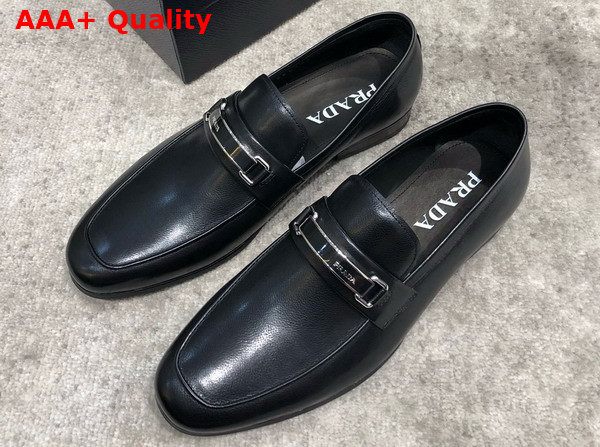 Prada Brushed Leather Loafers in Black for Men Replica