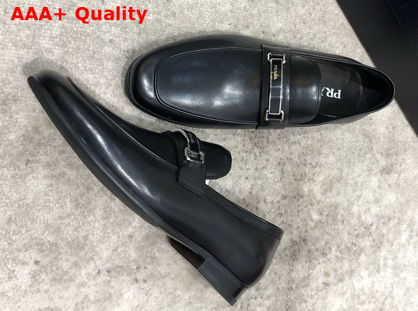 Prada Brushed Leather Loafers in Black for Men Replica