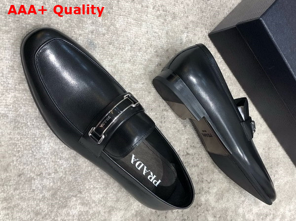 Prada Brushed Leather Loafers in Black for Men Replica