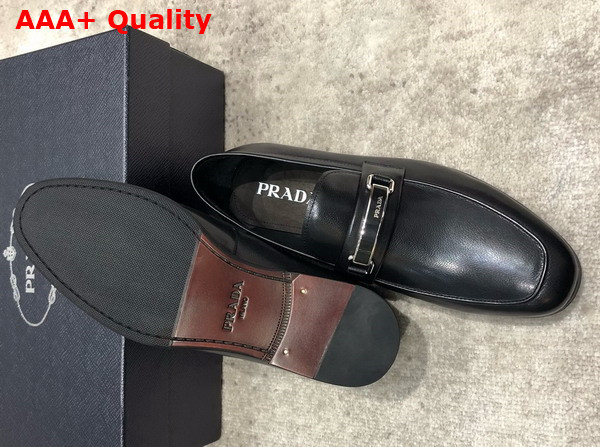 Prada Brushed Leather Loafers in Black for Men Replica