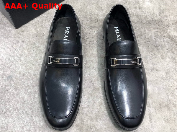 Prada Brushed Leather Loafers in Black for Men Replica