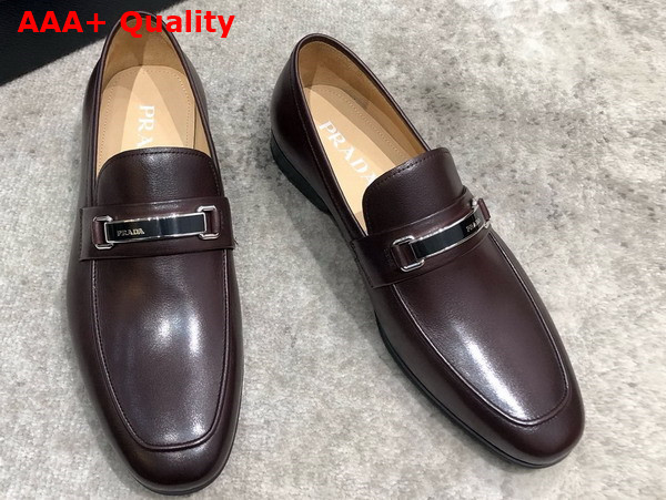 Prada Brushed Leather Loafers in Brown for Men Replica