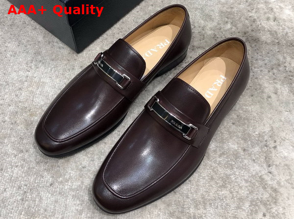 Prada Brushed Leather Loafers in Brown for Men Replica