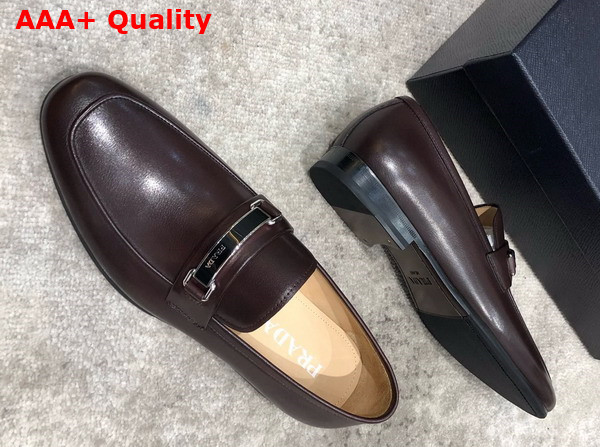 Prada Brushed Leather Loafers in Brown for Men Replica