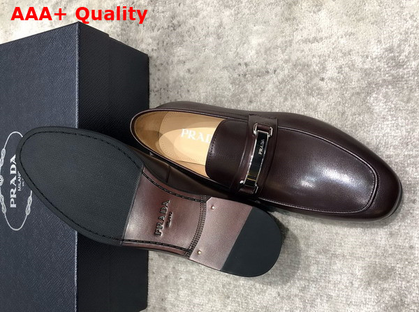 Prada Brushed Leather Loafers in Brown for Men Replica