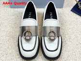 Prada Brushed Leather Loafers with Metal Details in White 1D981N Replica
