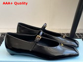 Prada Brushed Leather Mary Jane Ballerinas in Black 1F826N Replica