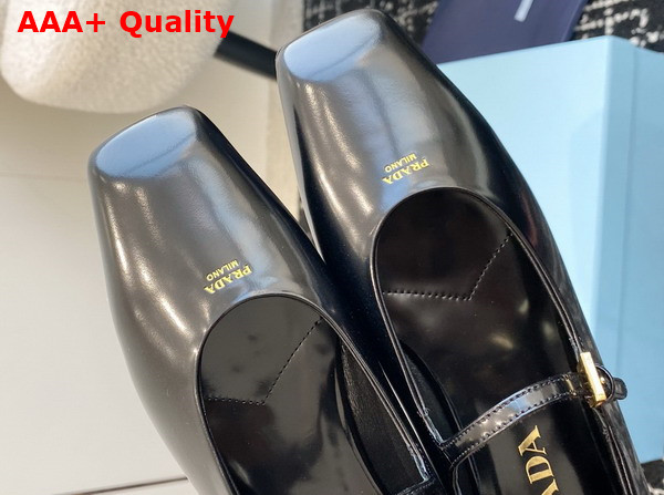 Prada Brushed Leather Mary Jane Ballerinas in Black 1F826N Replica