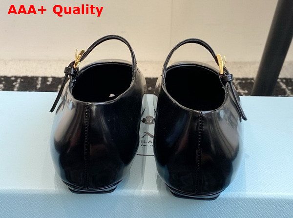 Prada Brushed Leather Mary Jane Ballerinas in Black 1F826N Replica