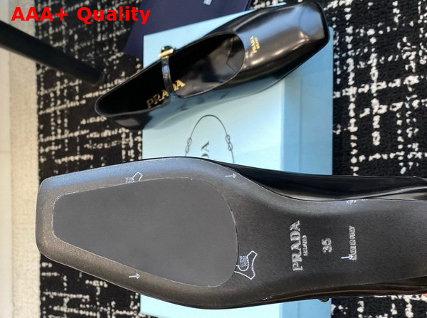 Prada Brushed Leather Mary Jane Ballerinas in Black 1F826N Replica