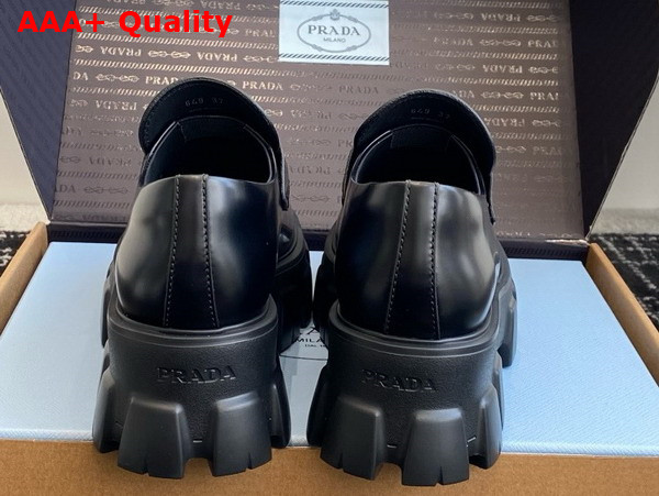 Prada Brushed Leather Monolith Loafers in Black 1D649M Replica