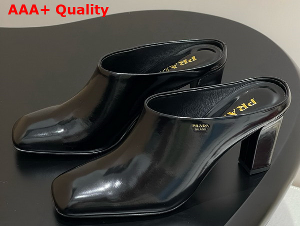 Prada Brushed Leather Mules in Black 1I839N Replica