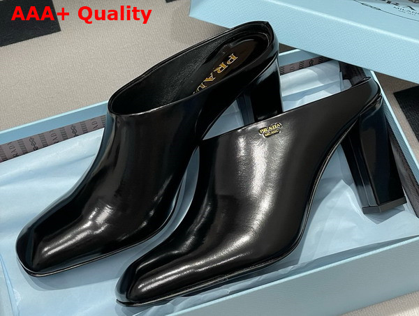 Prada Brushed Leather Mules in Black 1I839N Replica