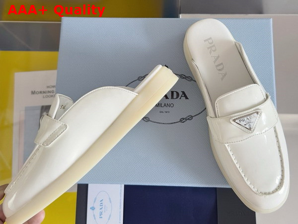 Prada Brushed Leather Mules in White 1D270N Replica