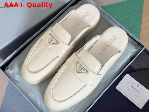 Prada Brushed Leather Mules in White 1D270N Replica