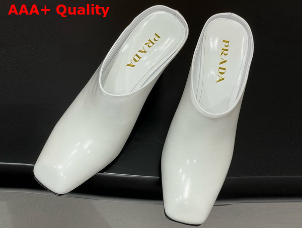 Prada Brushed Leather Mules in White 1I839N Replica