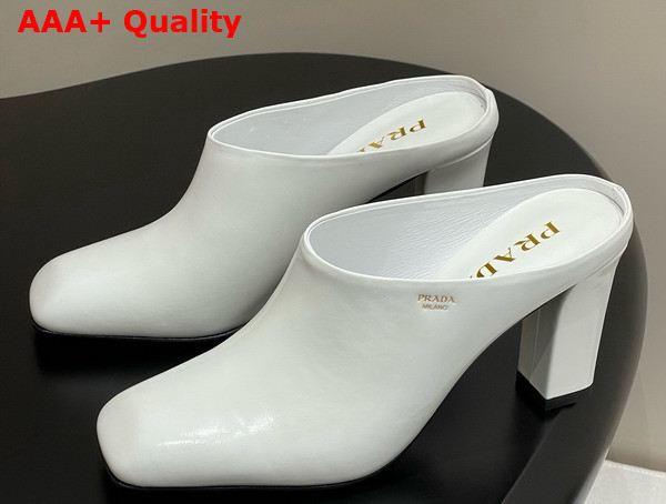 Prada Brushed Leather Mules in White 1I839N Replica