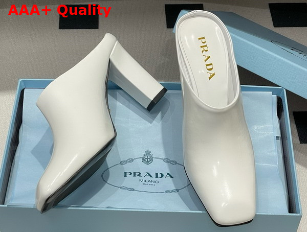 Prada Brushed Leather Mules in White 1I839N Replica
