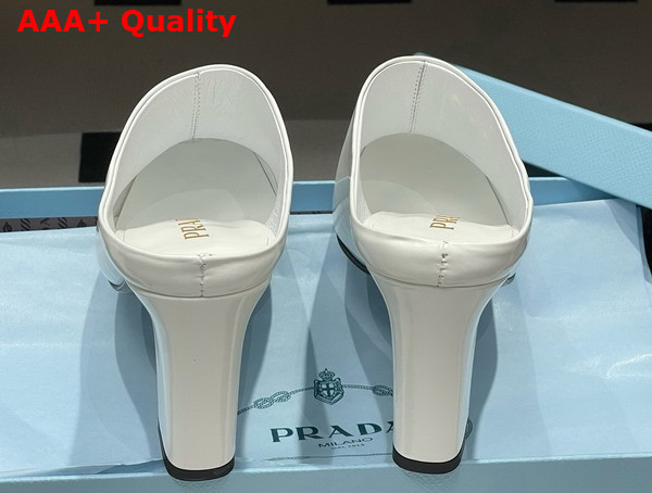 Prada Brushed Leather Mules in White 1I839N Replica