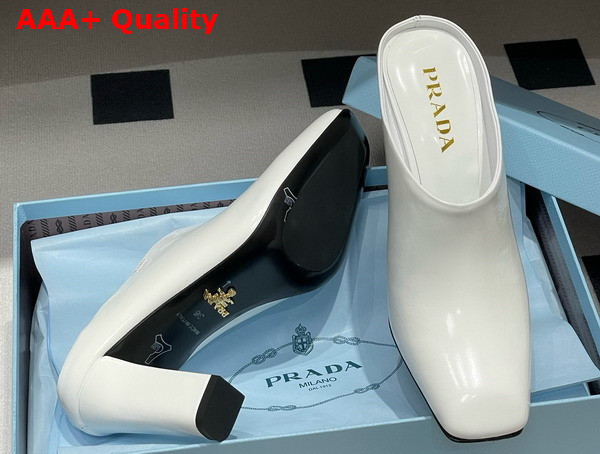 Prada Brushed Leather Mules in White 1I839N Replica