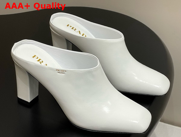 Prada Brushed Leather Mules in White 1I839N Replica