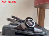 Prada Brushed Leather Sandals with Buckle in Sienna 1X962N Replica