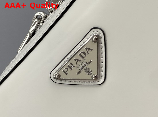 Prada Brushed Leather Shoulder Bag in White 1BH180 Replica