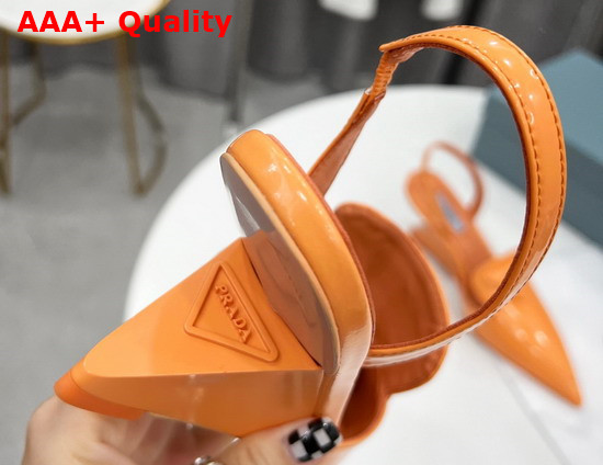 Prada Brushed Leather Slingback Pumps Orange 1D896M Replica