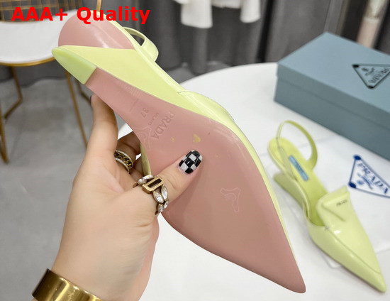 Prada Brushed Leather Slingback Pumps in Light Yellow 1D896M Replica