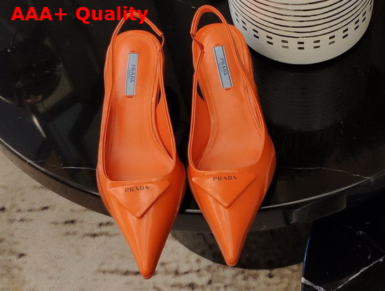 Prada Brushed Leather Slingback Pumps in Orange Replica