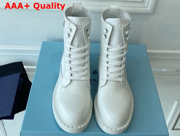 Prada Brushed Leather and Re Nylon Boots in White 1T782M Replica