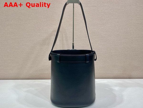 Prada Buckle Leather Bucket Bag with Belt in Black 1BE085 Replica