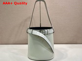 Prada Buckle Leather Bucket Bag with Belt in White 1BE085 Replica