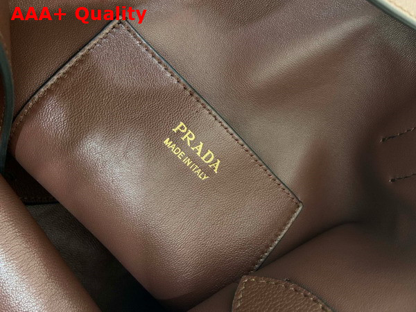 Prada Buckle Leather Bucket Bag with Jeweled Belt in Briarwood 1BE085 Replica