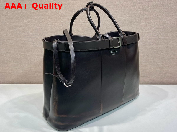 Prada Buckle Nappa Leather Bag in Dark Brown 2VG126 Replica